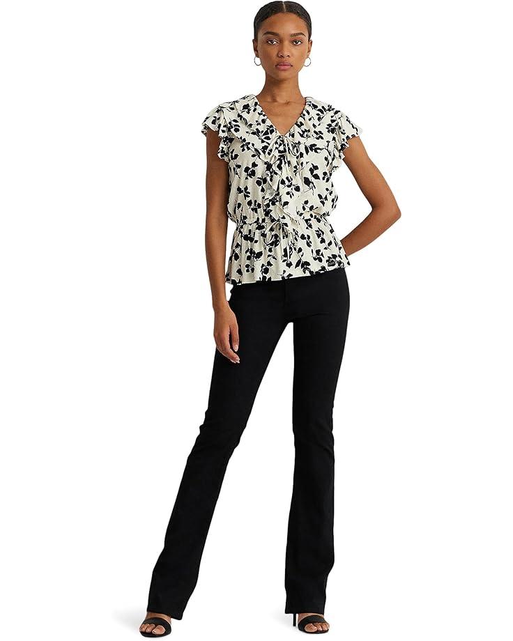 Floral Ruffle-Trim Georgette Blouse Product Image