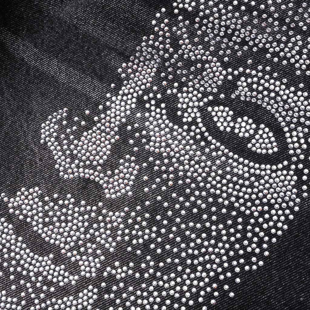 Rhinestone Face Jeans - Black Male Product Image