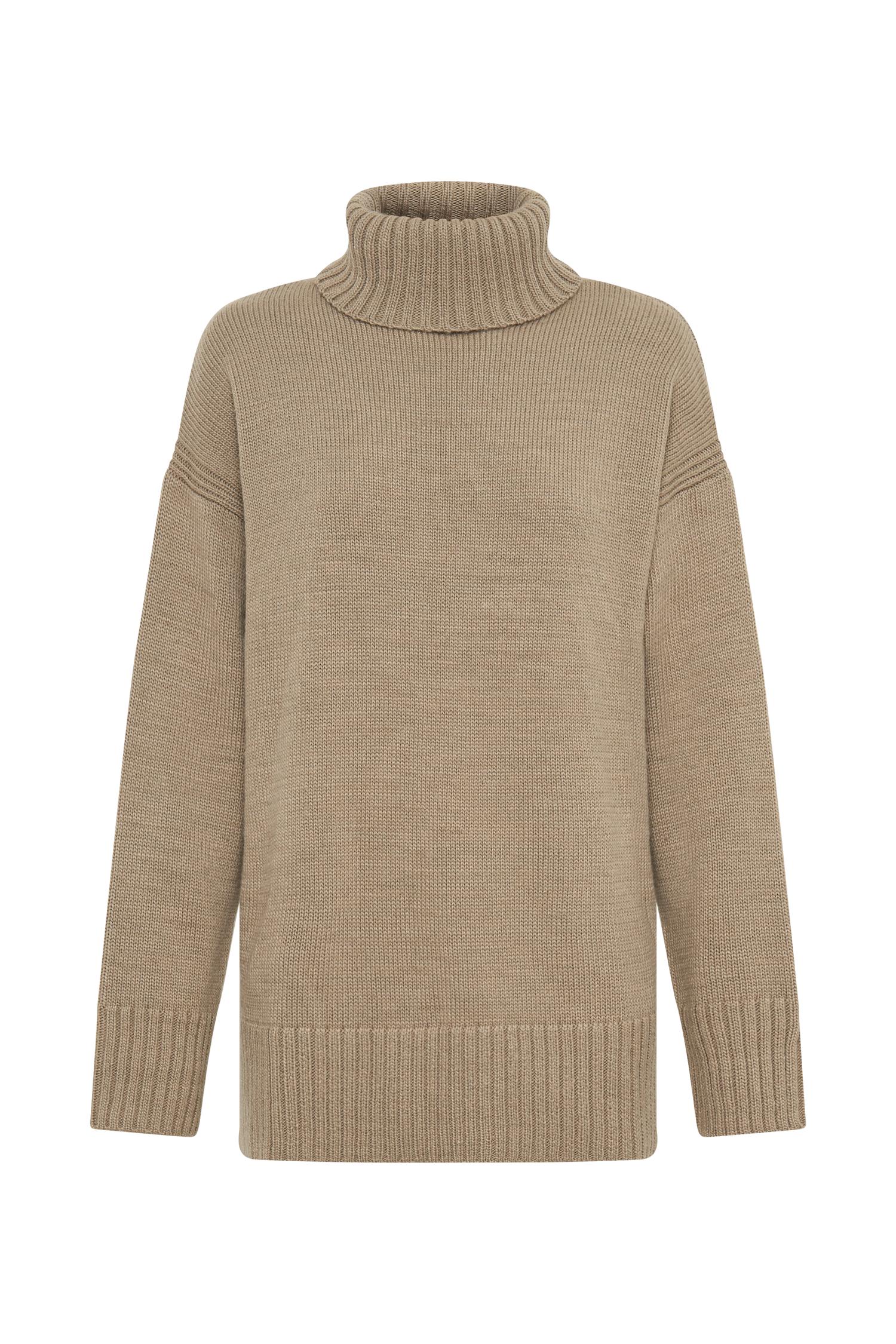 Brittany High Neck Knit Jumper - Taupe Product Image