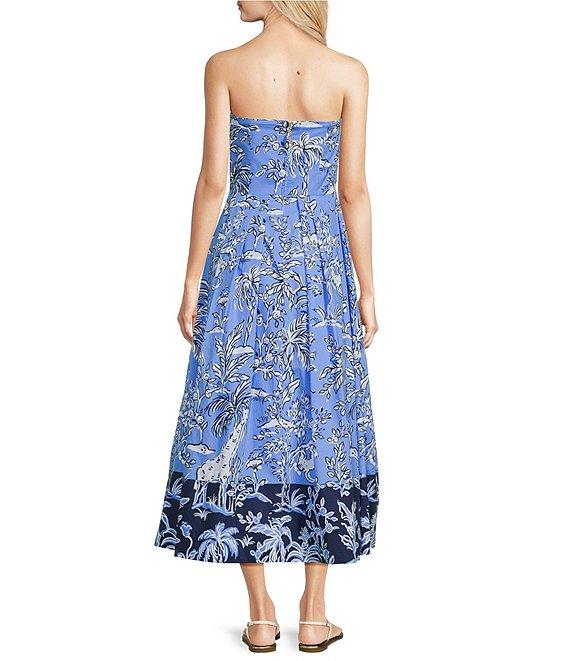 Lilly Pulitzer Kenni Printed Cotton Poplin Strapless Sleeveless Fit-And-Flare Midi Dress Product Image