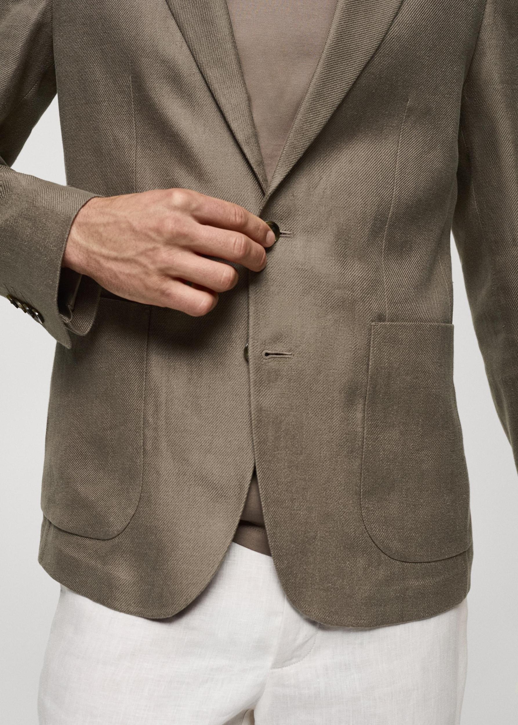 100% linen slim fit blazer - Men | MANGO USA Product Image