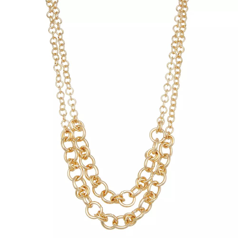 Napier Gold Tone Gold Rings Multirow Statement Necklace, Women's Product Image
