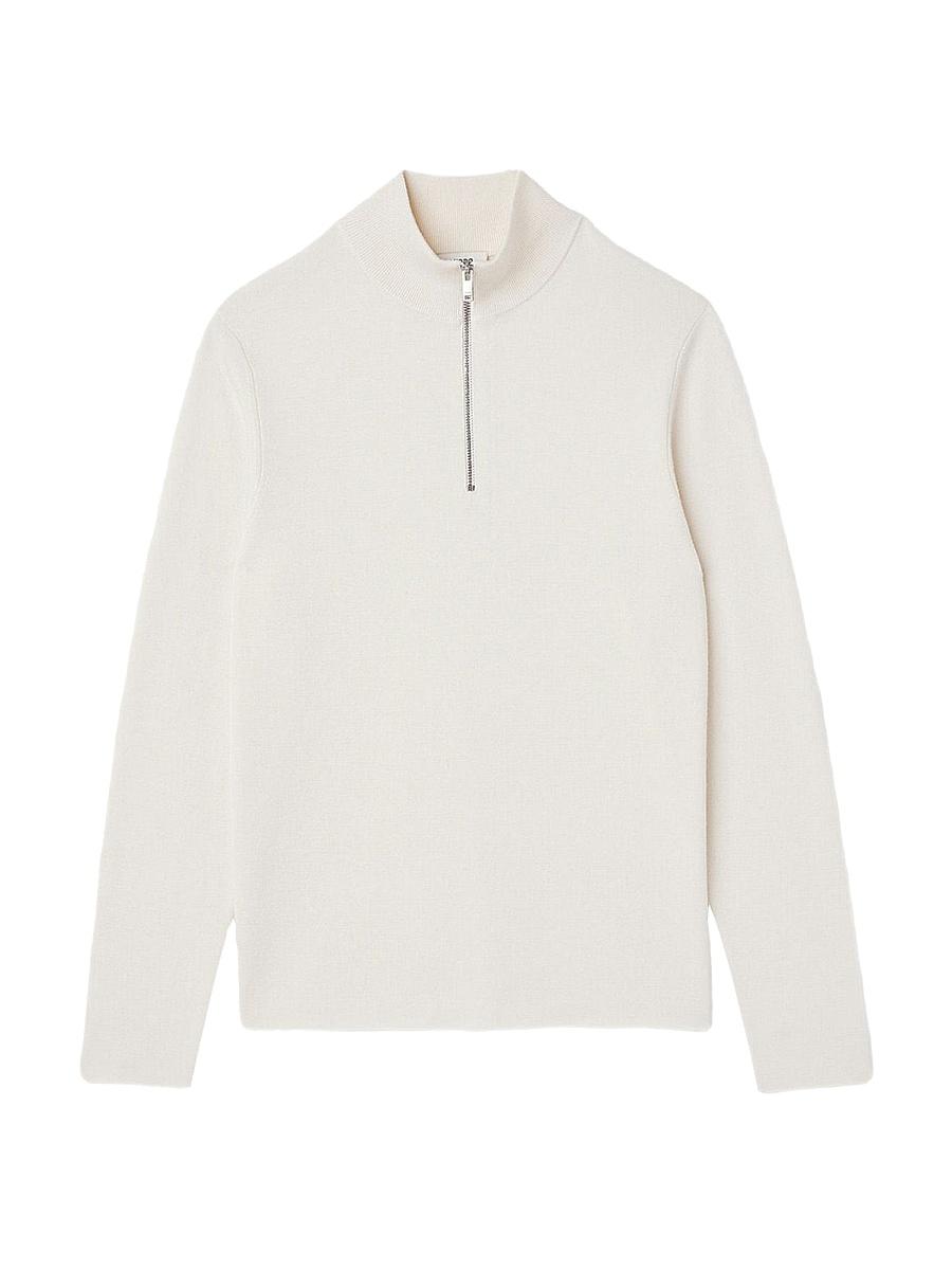 Mens Wool Sweater with Zipped Collar Product Image