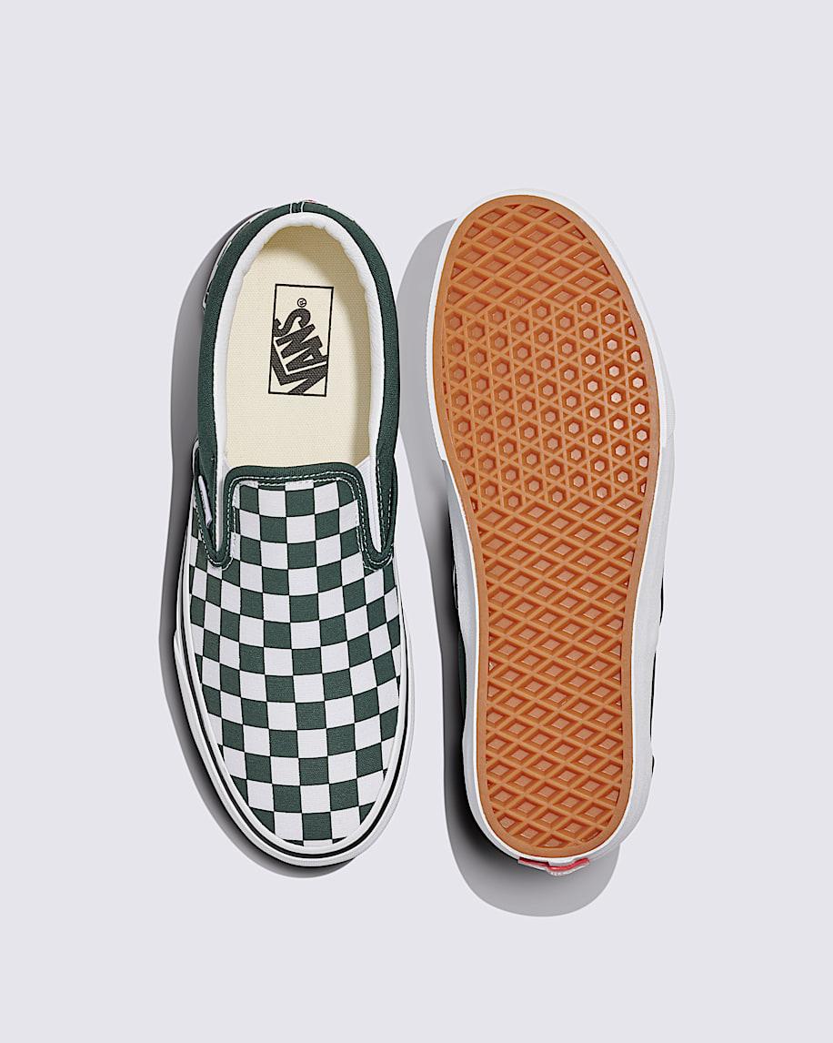 Classic Slip-On Checkerboard Shoe in Scarab Green / White| Vans US Product Image