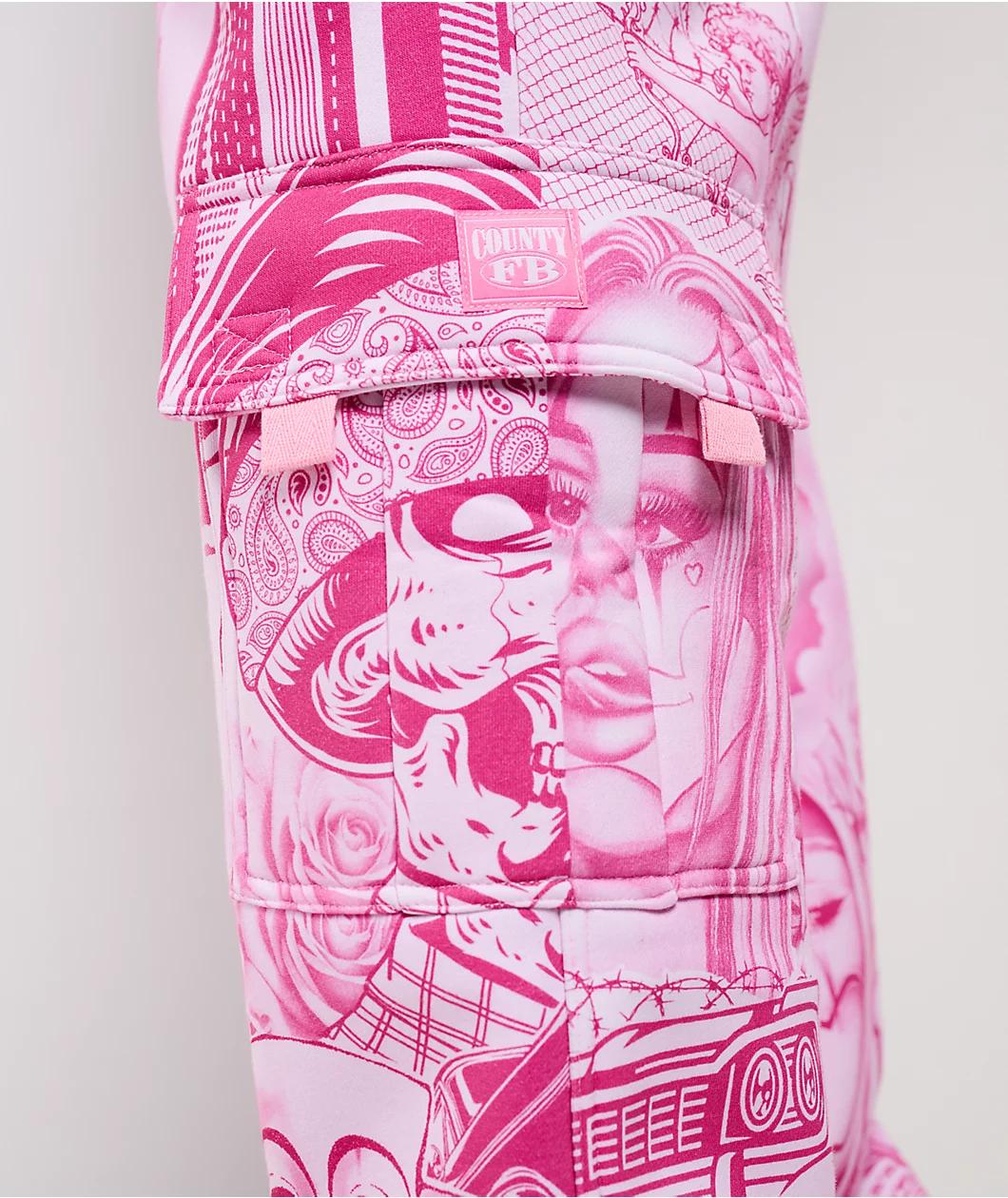 FB County Graffiti Pink Cargo Sweatpants Product Image