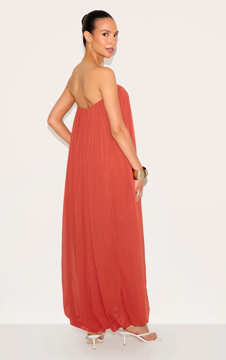  Petite Rust Bandeau Chiffon Puffball Maxi Dress Product Image
