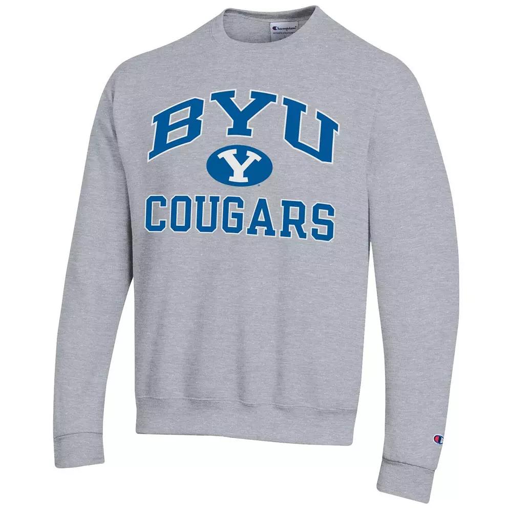 Men's Champion Heather Gray BYU Cougars High Motor Pullover Sweatshirt,  Product Image
