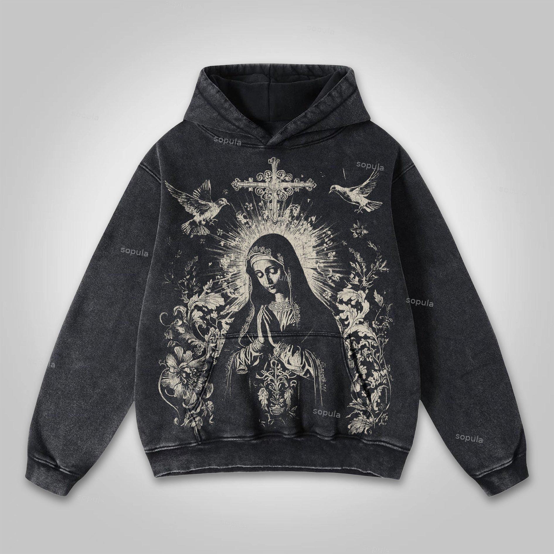 Sopula Tomie Vintage Graphics Washed Distressed Hoodie Product Image
