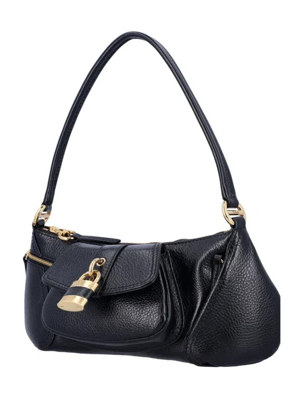 CHLOÉ The 99 Embellished Textured-leather Shoulder Bag In Black Product Image