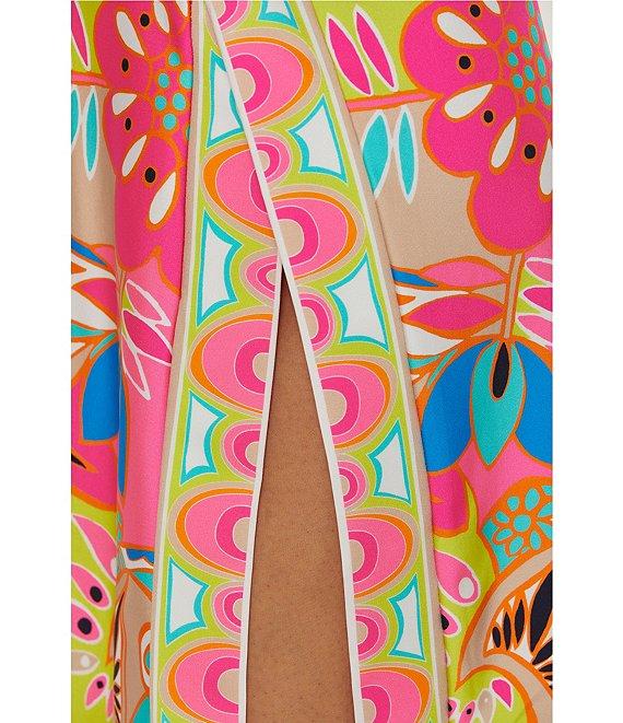 Trina Turk Venus Abstract Border Print Side Slit Swim Cover-Up Pants Product Image