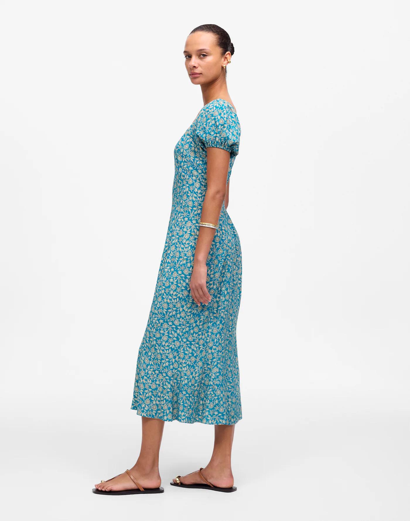 Cap-Sleeve Midi Dress in Floral Product Image