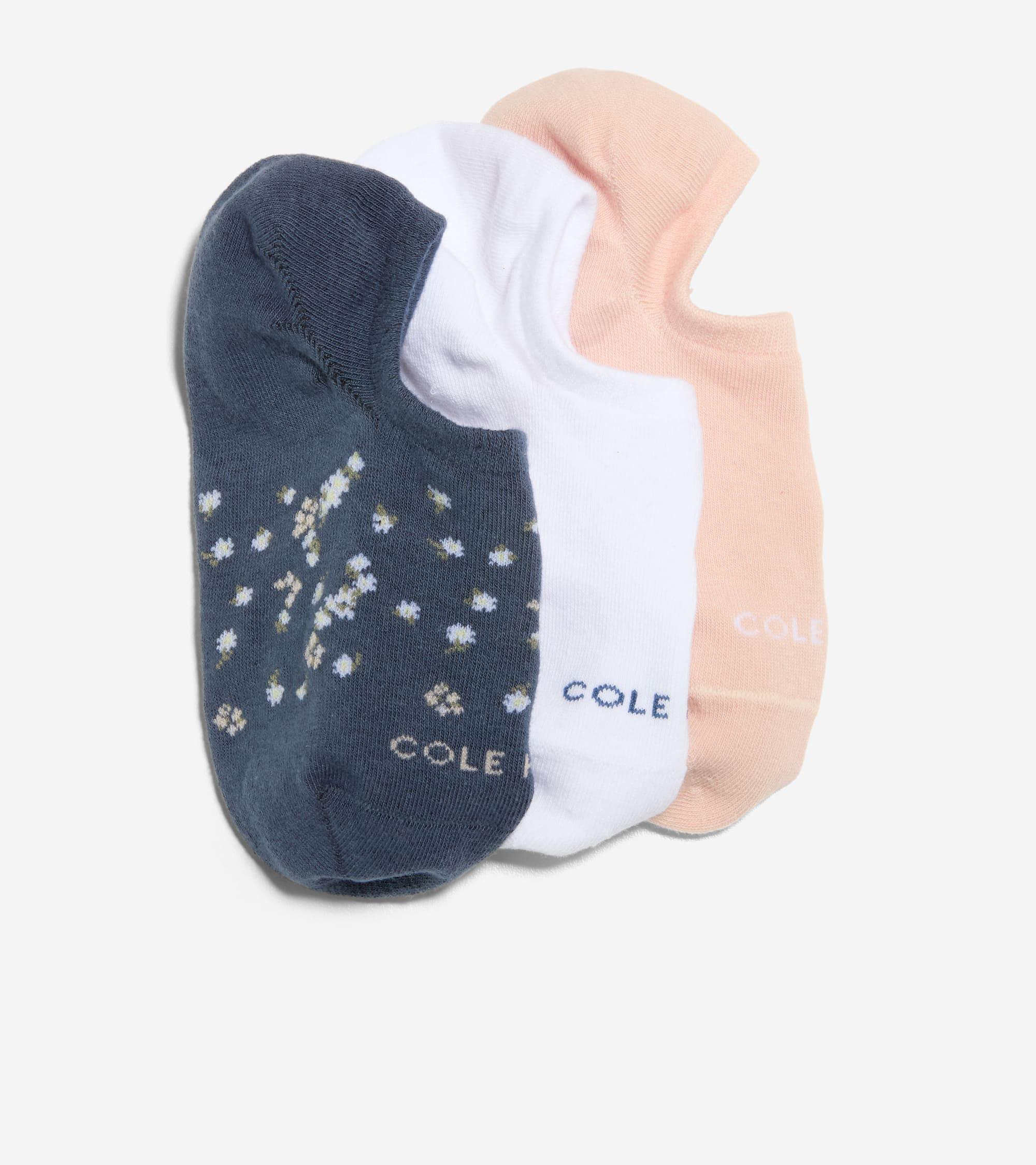 Women's 3 Pack Floral + Solid Sock Liners in Dark Blue | Cole Haan Product Image