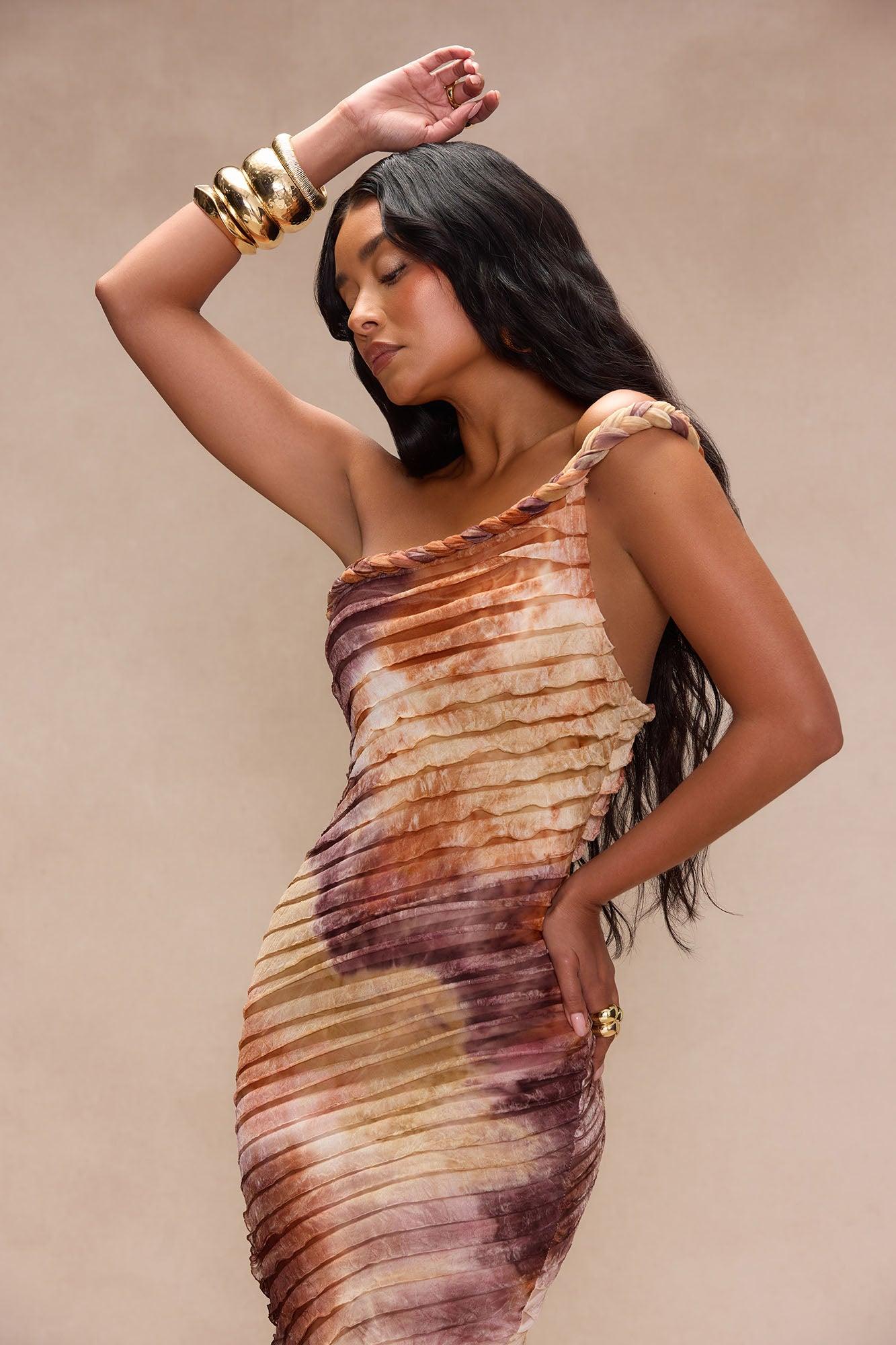 Maylee Textured Maxi Dress - Brown Combo Product Image