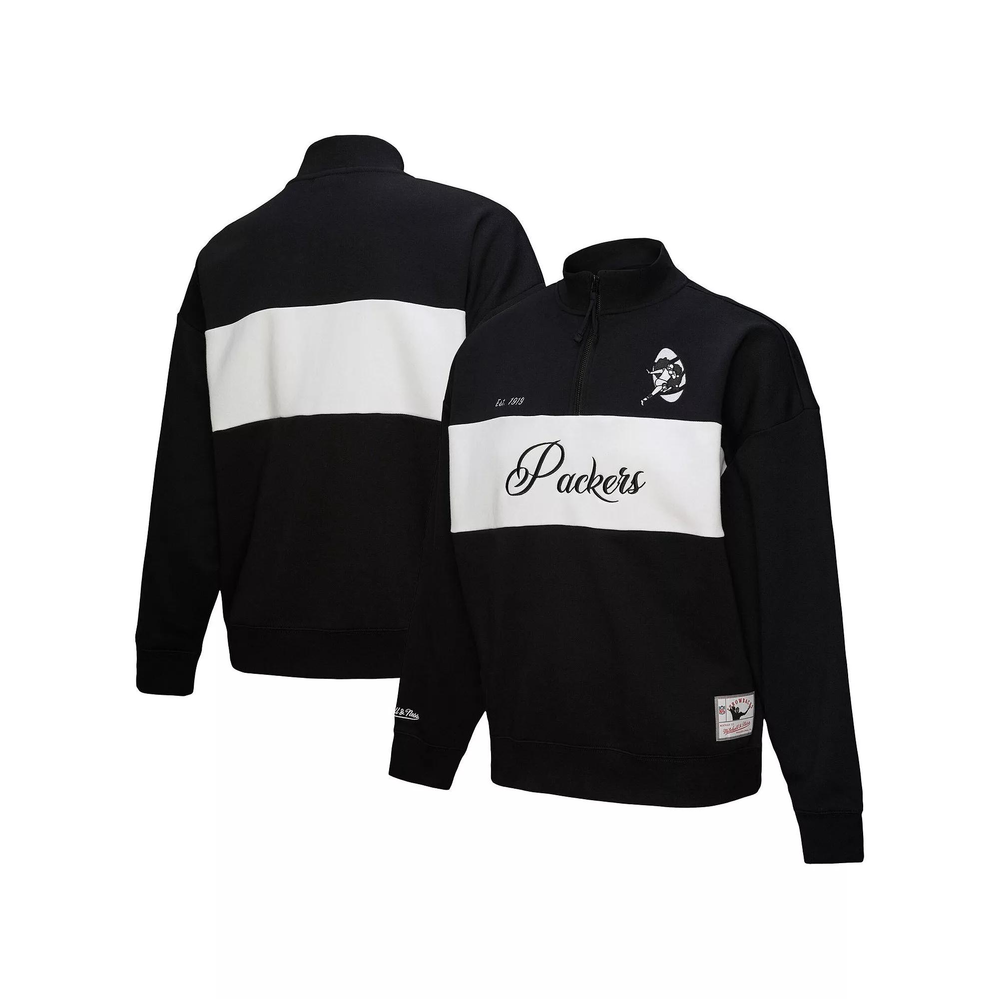 Women's Mitchell & Ness Black Green Bay Packers Quarter-Zip Jacket,  Product Image