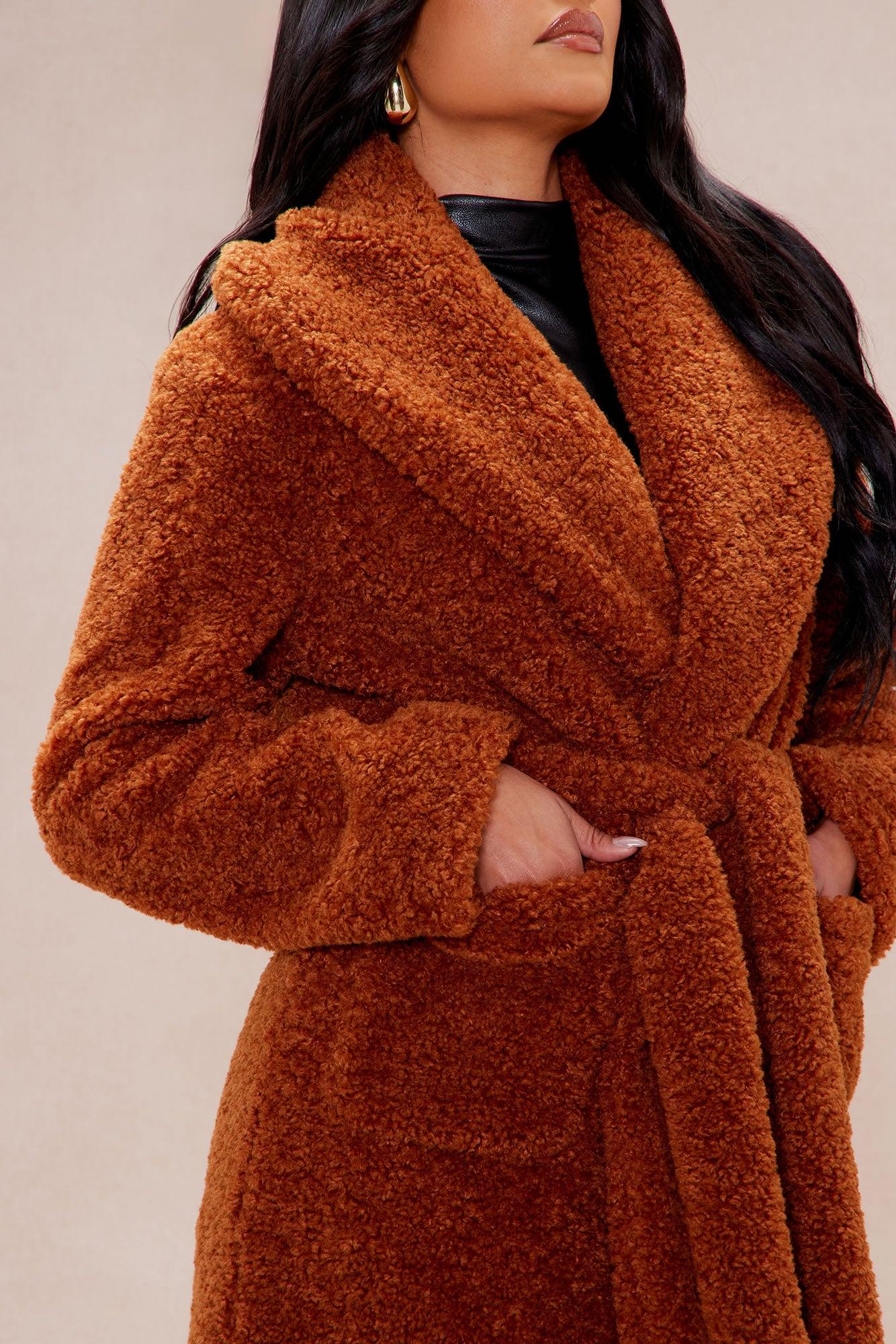 Alyssa Faux Fur Coat - Cognac Product Image