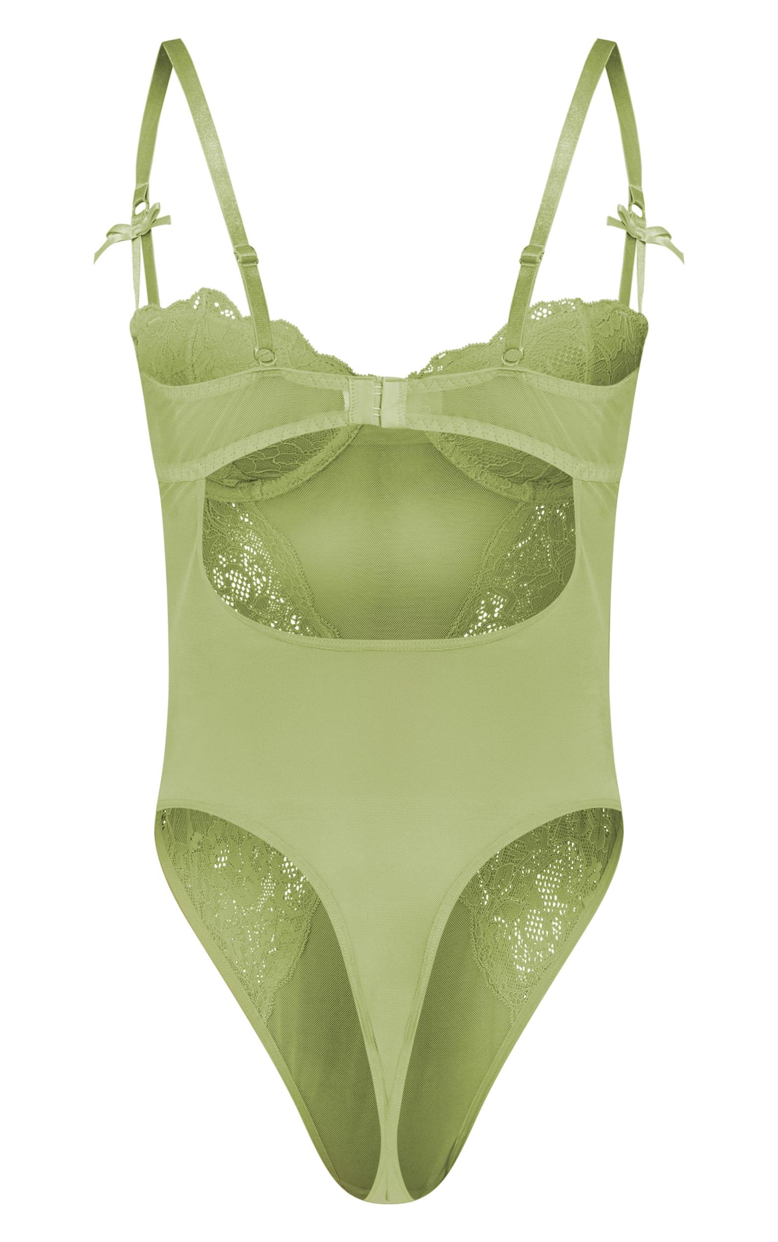 Lime Lace Underwired Lingerie Bodysuit Product Image