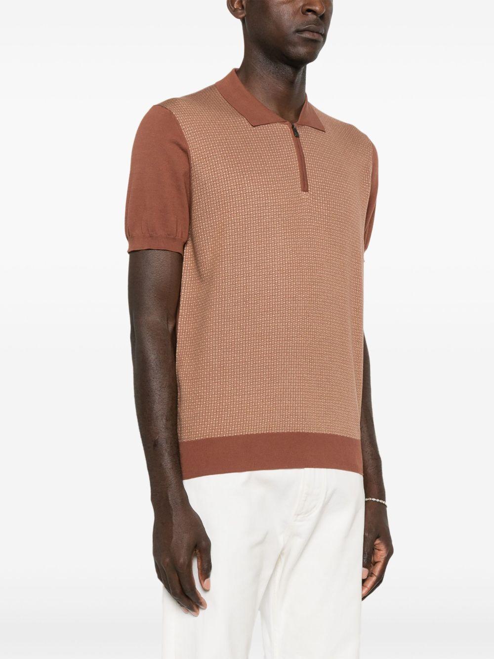 patterned intarsia knit polo shirt Product Image