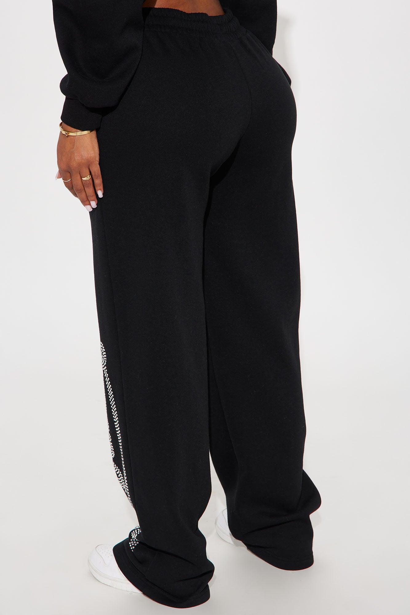 Von Dutch Rhinestone Wide Leg Pant - Black Product Image