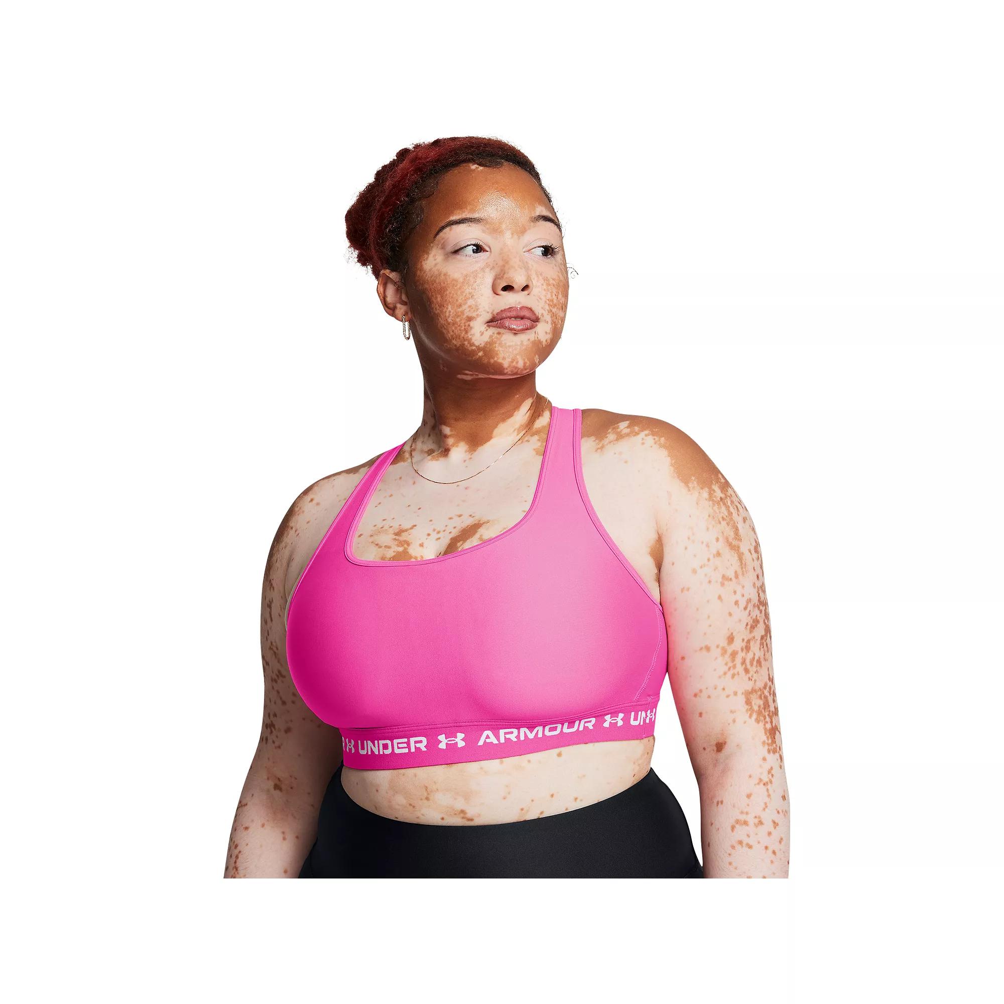 Under Armour Crossback 2.0 Medium-Impact Sports Bra, Women's, Size: XL, Rebel Dark Pink Product Image