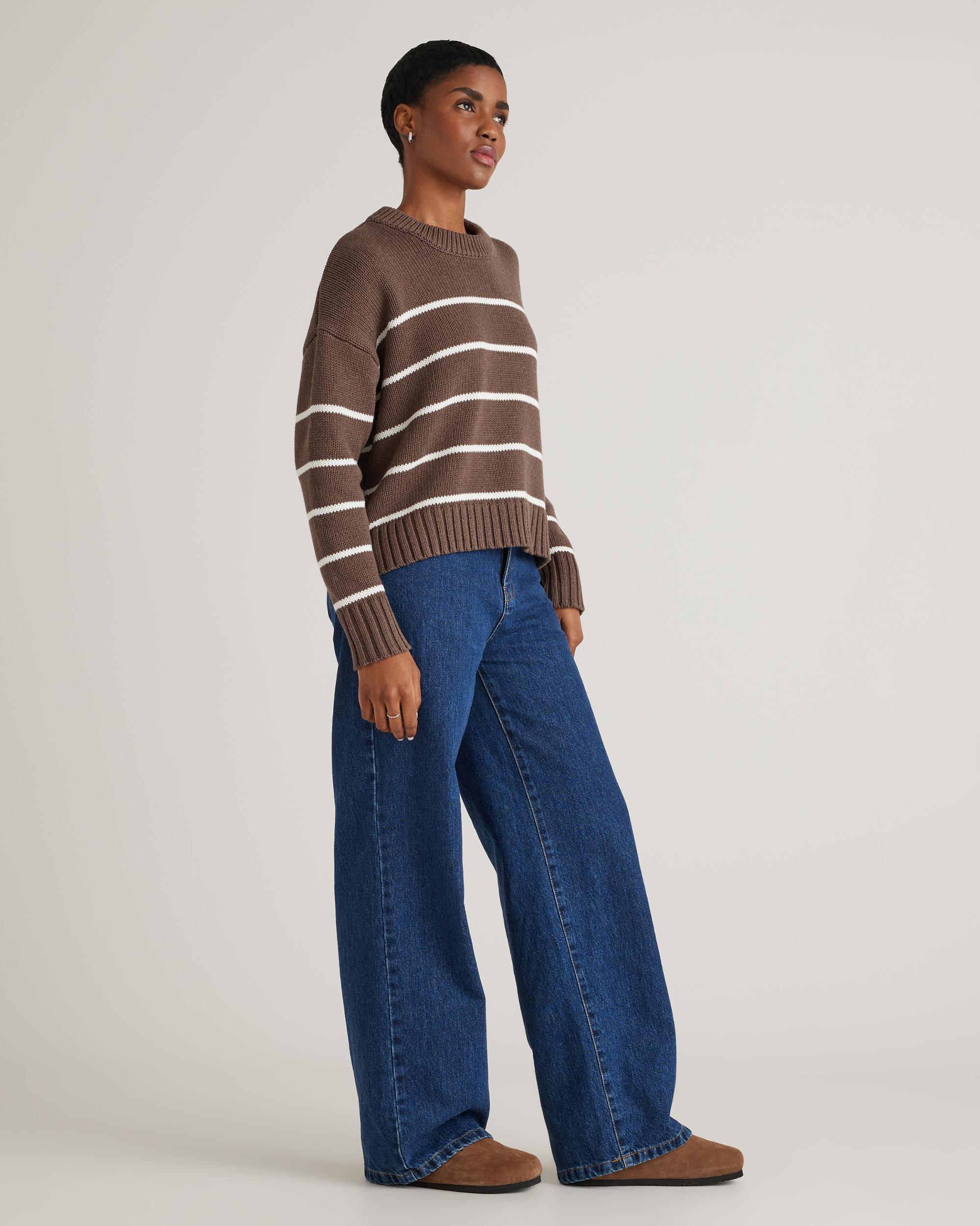 Quince | Women's Striped Crew Sweater Organic Cotton Product Image