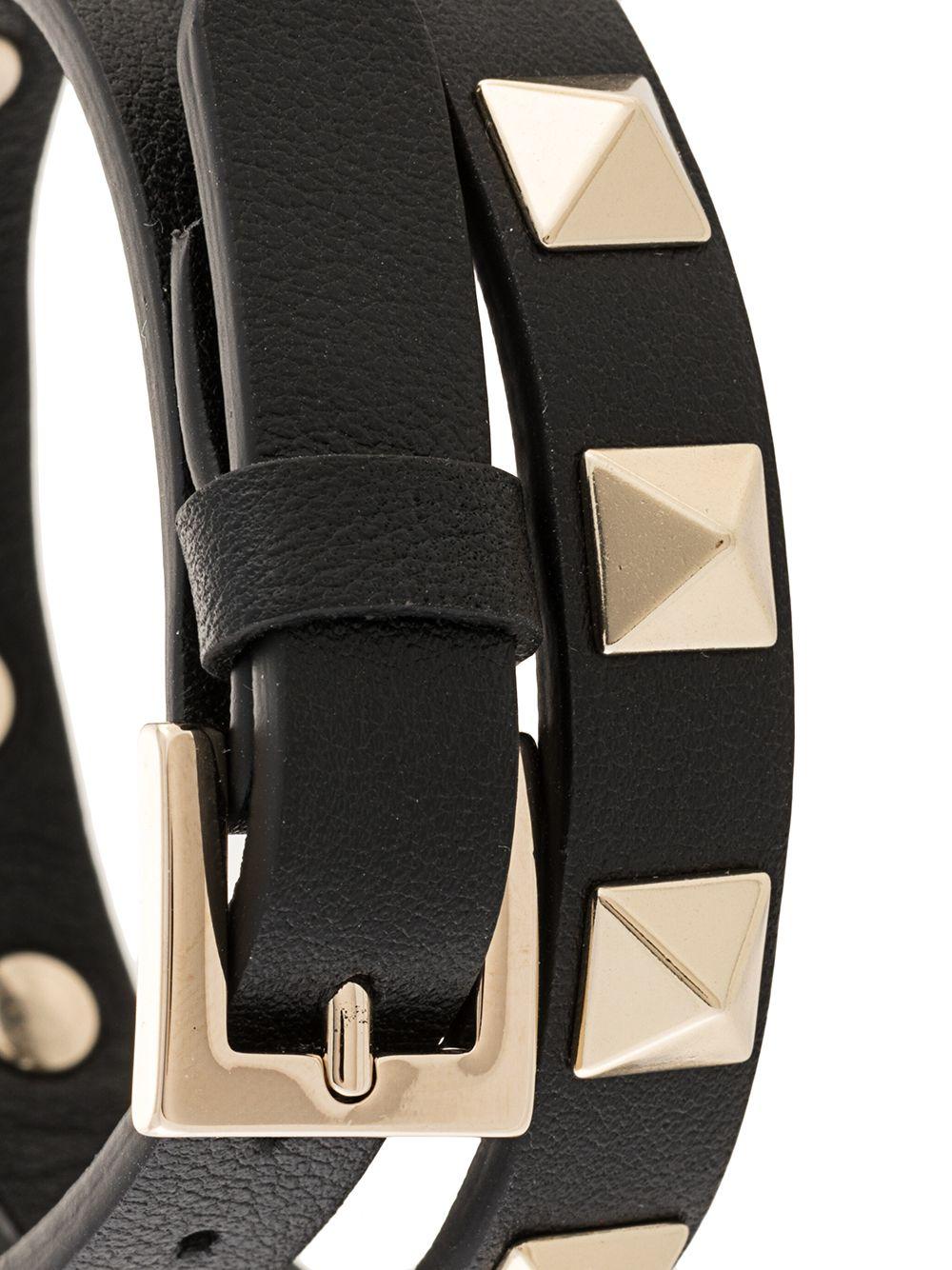 Rockstud double-strap leather bracelet Product Image