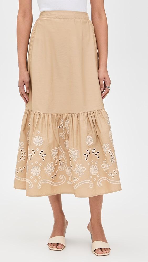 Moon River Eyelet Detail Midi Skirt | Shopbop Product Image