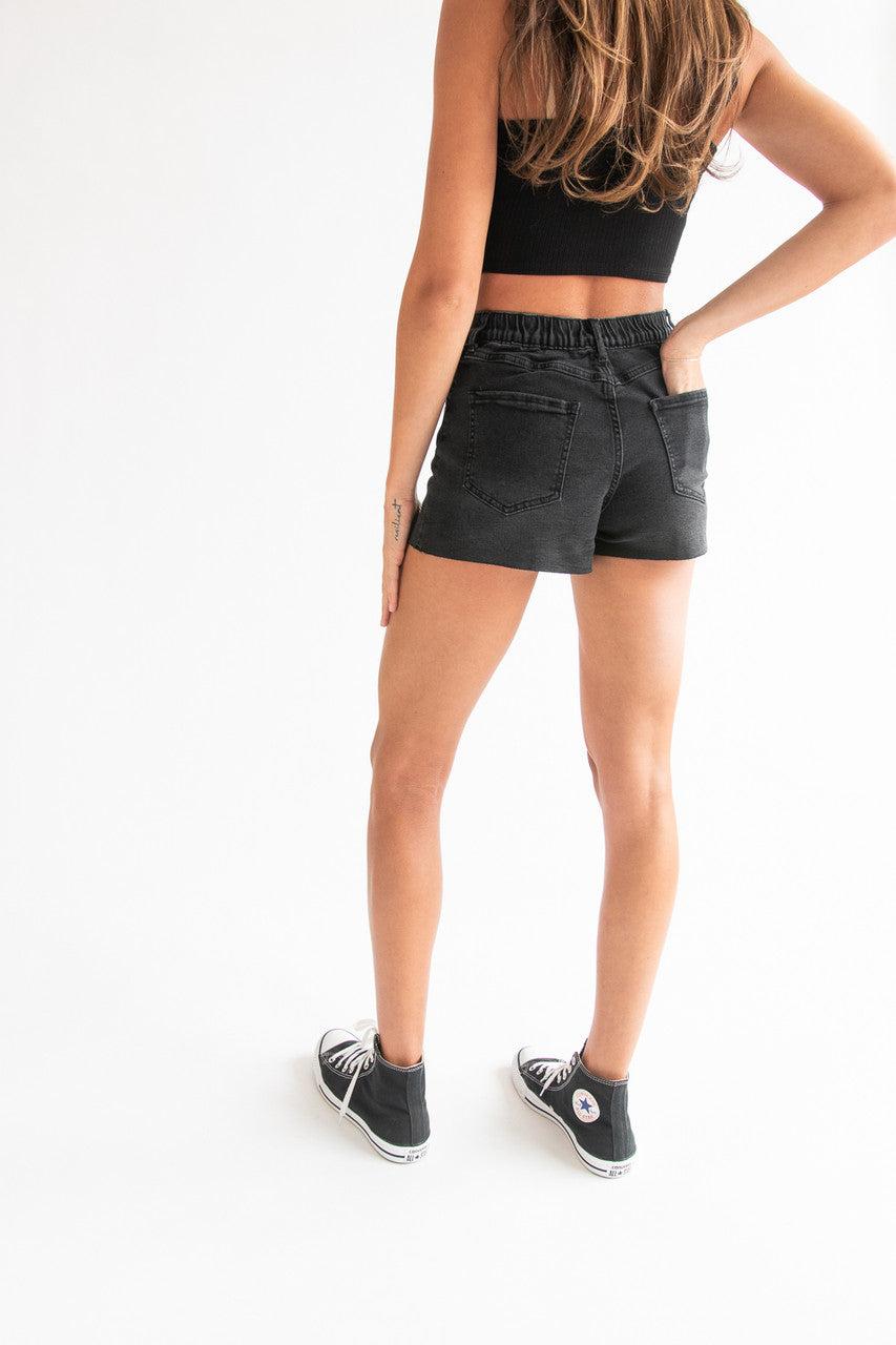 Embroidered Cut Off Denim Shorts Product Image