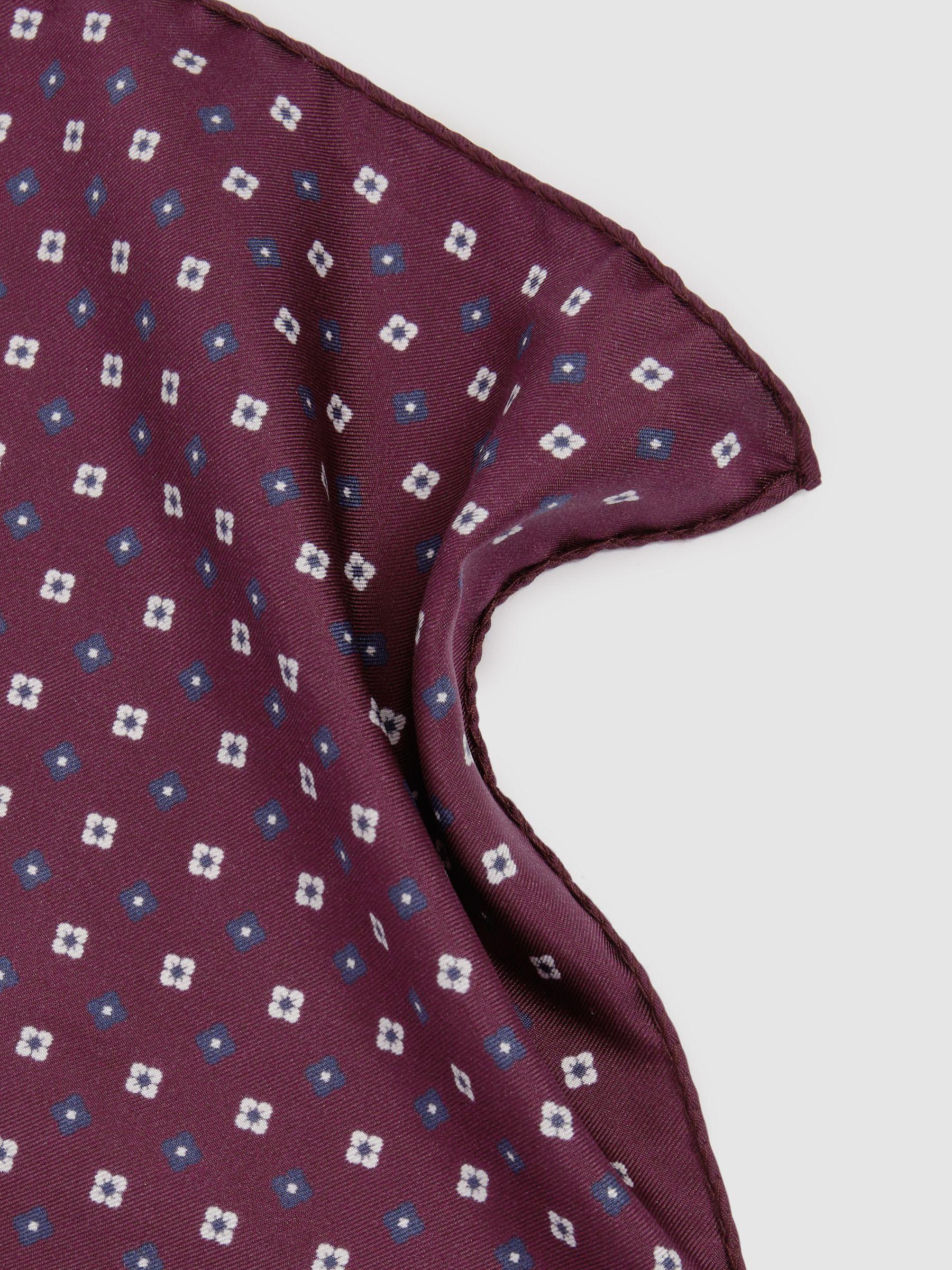Silk Paisley Print Pocket Square in Bordeaux Product Image