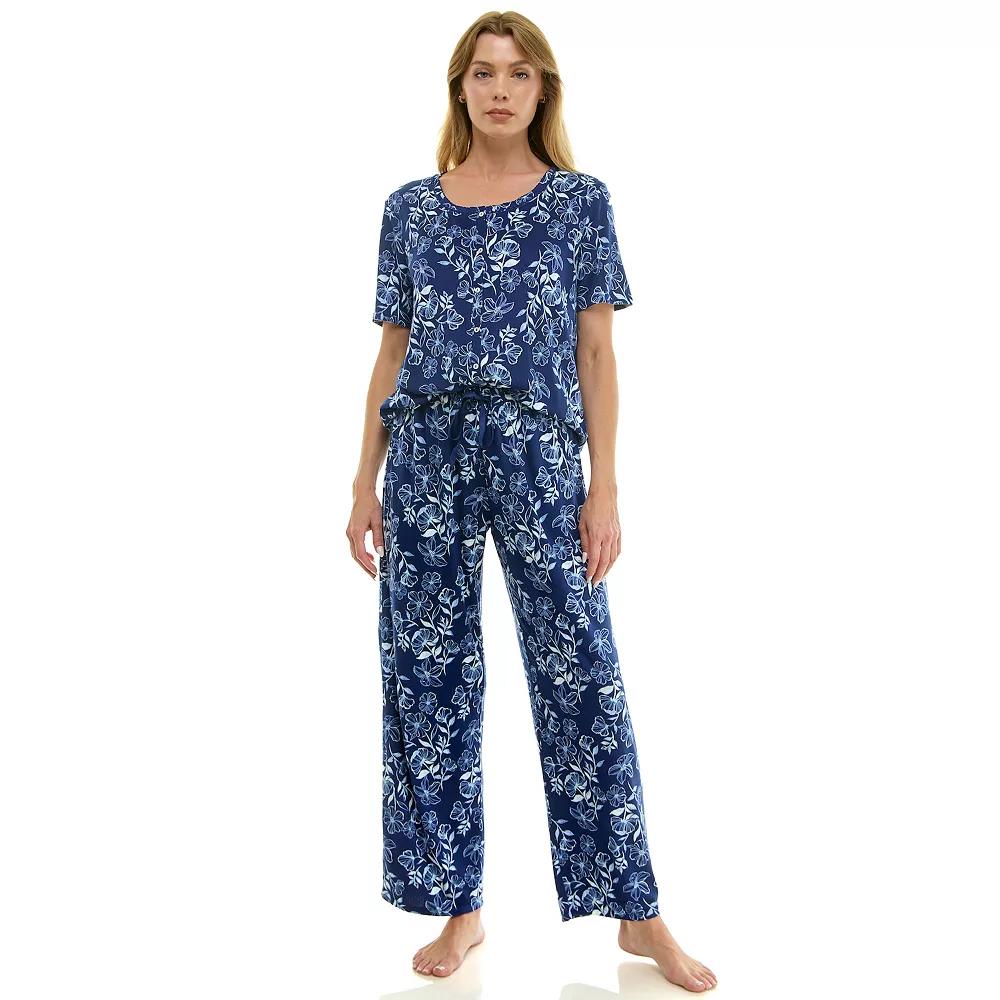 Women's Croft & Barrow® 2-pc. Pointelle Short Sleeve Pajama Top & Pajama Pants Set,  Product Image