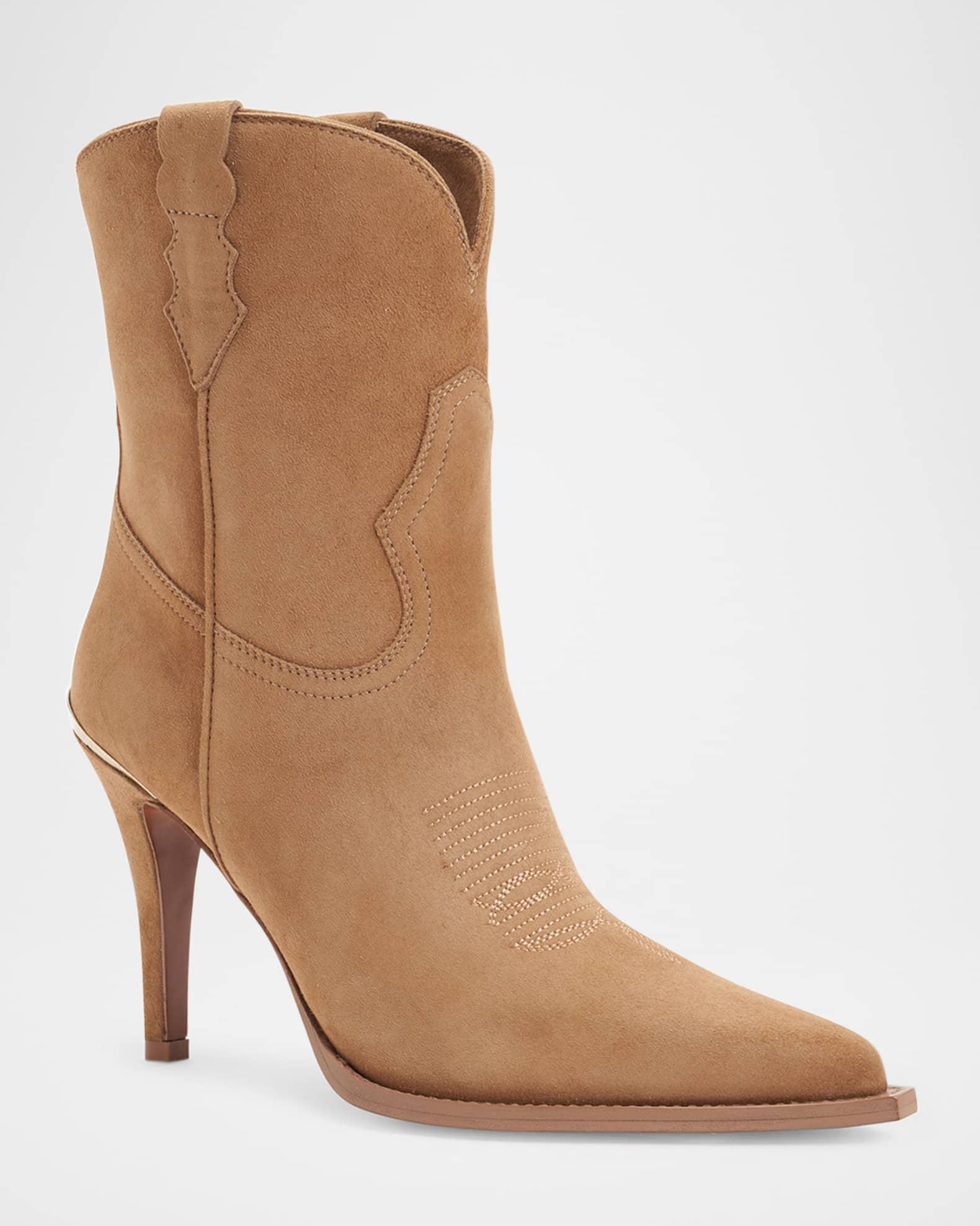Katie Suede Western Stiletto Booties Product Image