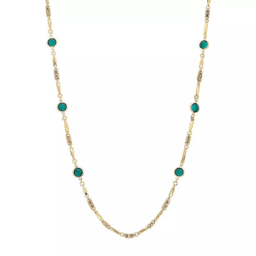 1928 Gold-tone Channel Necklace, Womens, Green Product Image