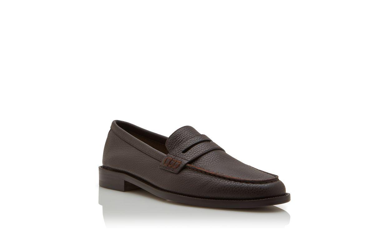 PERRY Dark Brown Calf Leather Penny Loafers Product Image