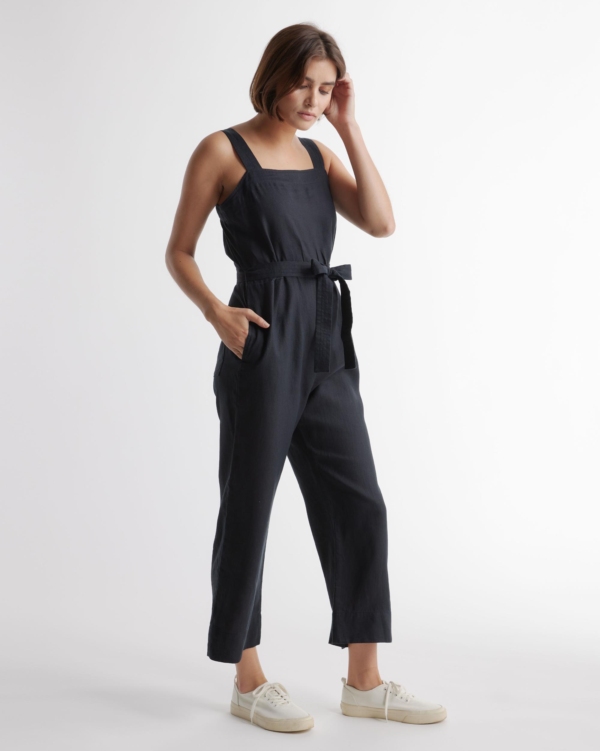 Quince | Women's 100% European Linen Square Neck Jumpsuit Product Image