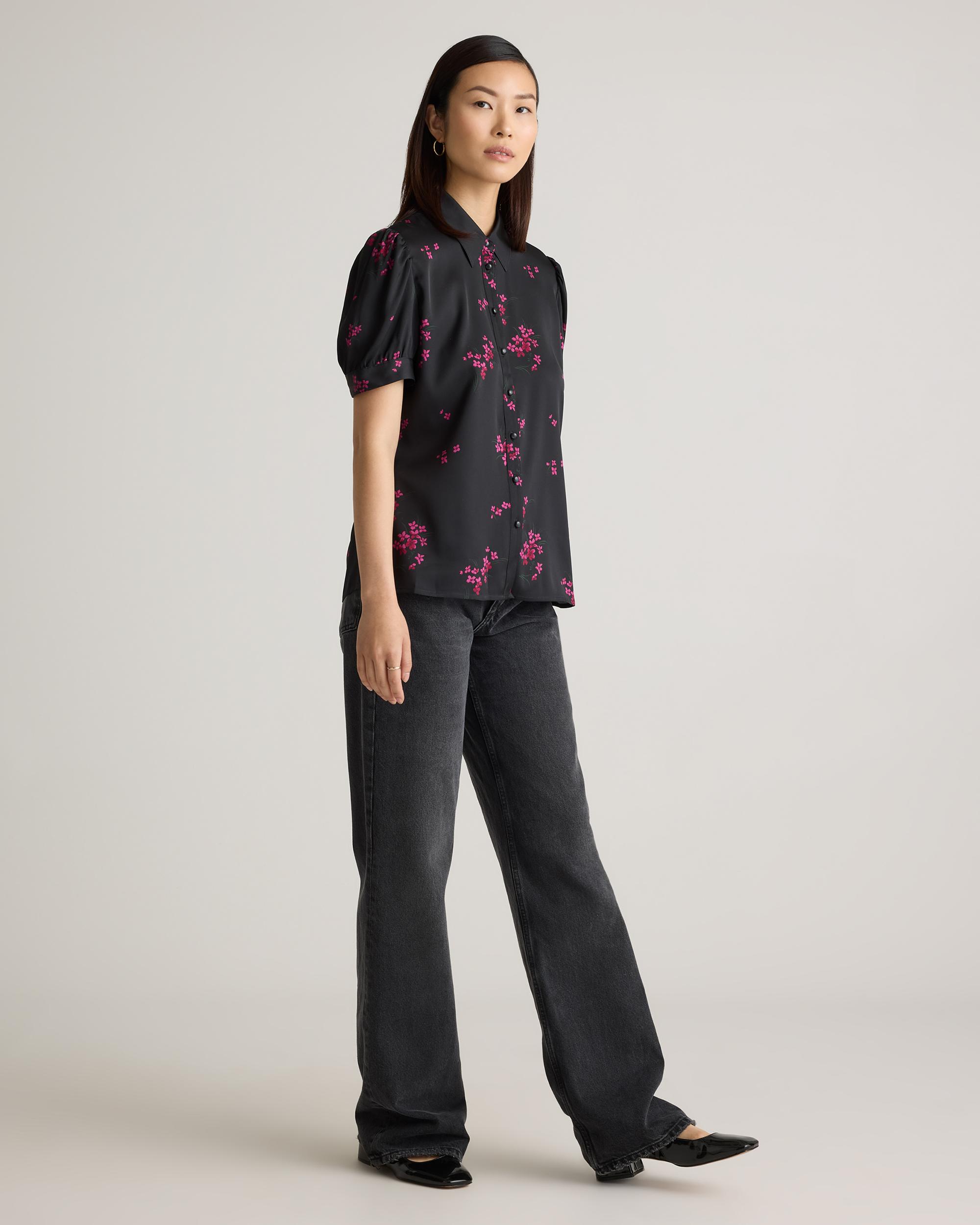 Quince | Women's Washable Stretch Silk Puff Sleeve Blouse Mulberry Silk Product Image