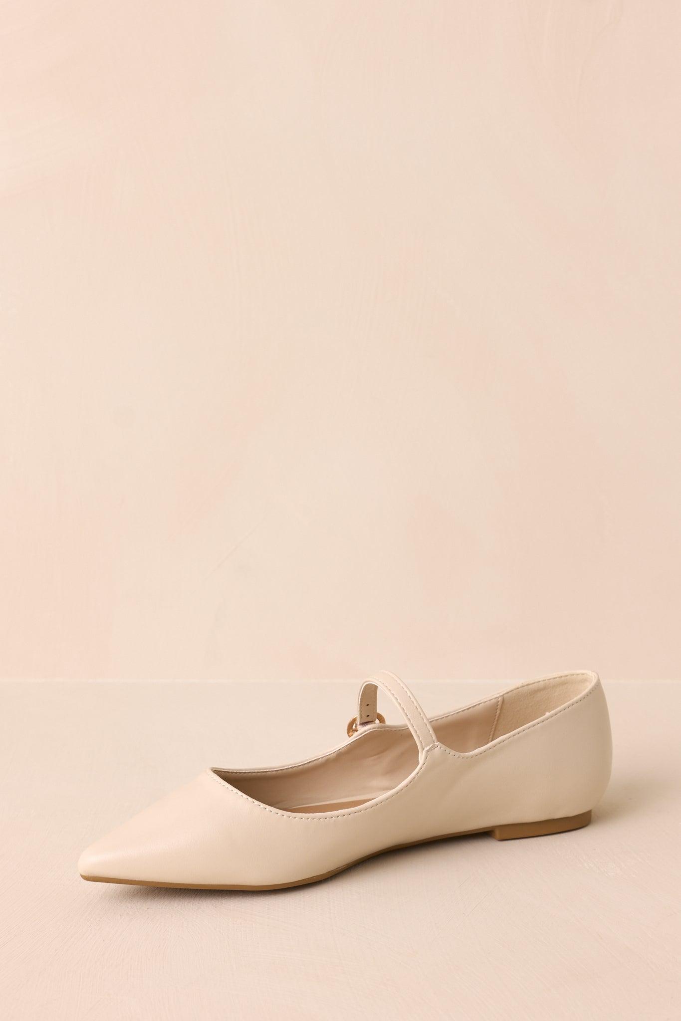 Right Where She Stands Ivory Pointed-Toe Mary Jane Flats Product Image