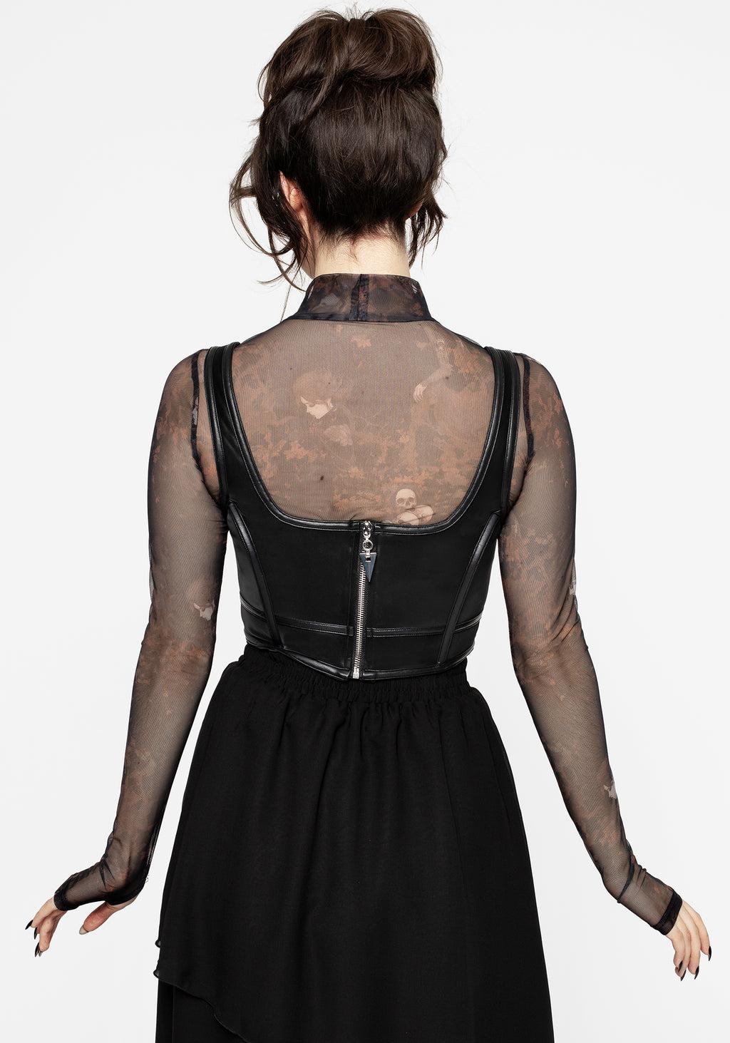 Ashen Faux Leather Zip Corset Top Product Image