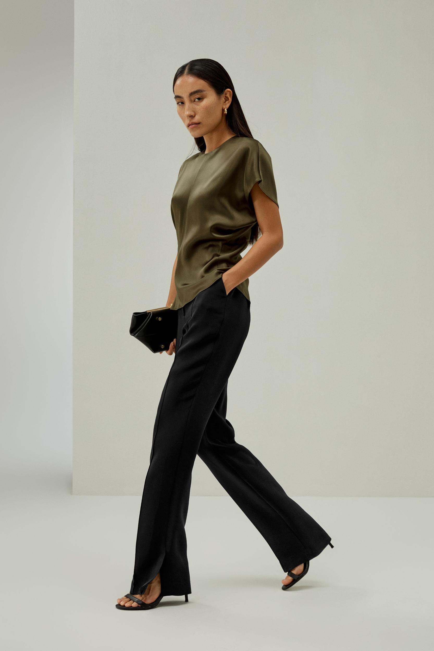 Short Batwing Sleeve Silk Contour Top Product Image