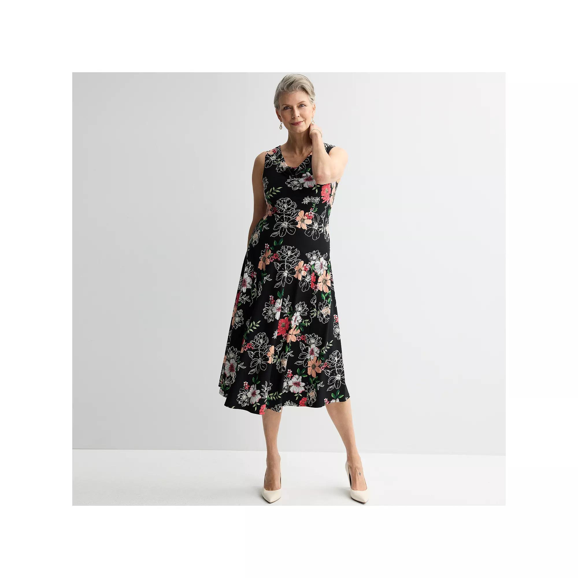 Petite Robbie Bee Sleeveless Floral Print Midi Dress, Women's,  Product Image