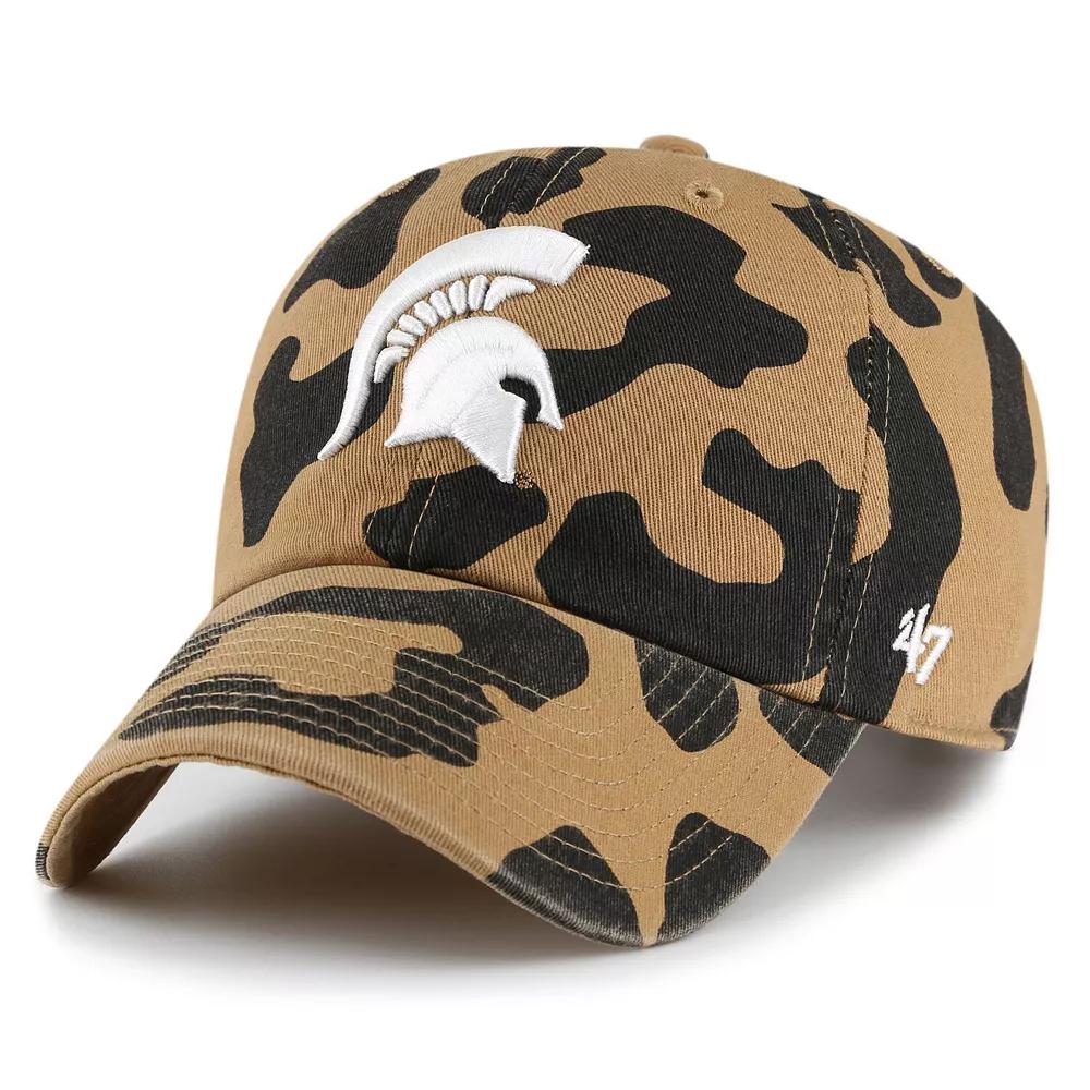 Women's '47 Michigan State Spartans Rosette Leopard Clean Up Adjustable Hat, Brown Product Image