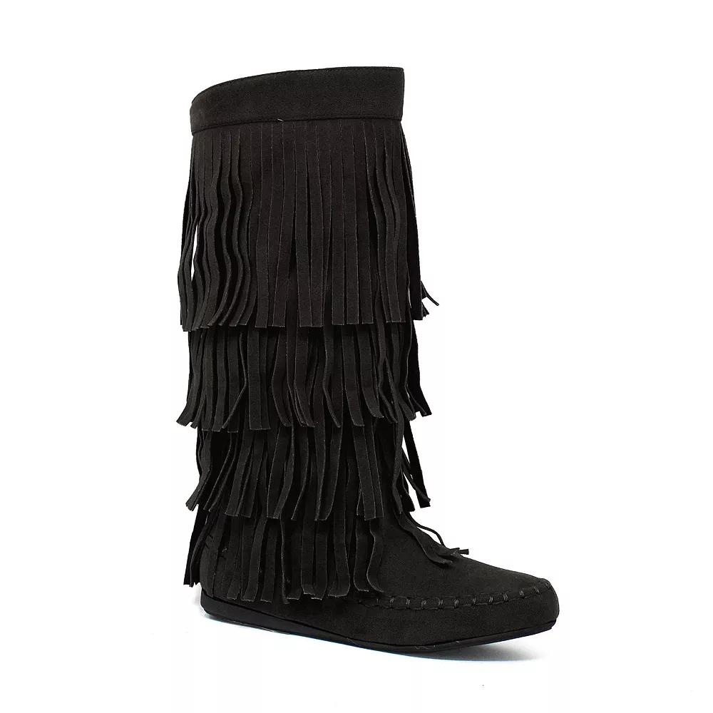 Yoki Mudd 55 Women's Tall Fringe Boots, Size: 9, Black Product Image