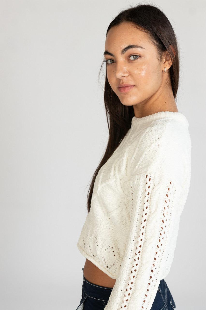 Egret Mixed Stitch Sweater Product Image