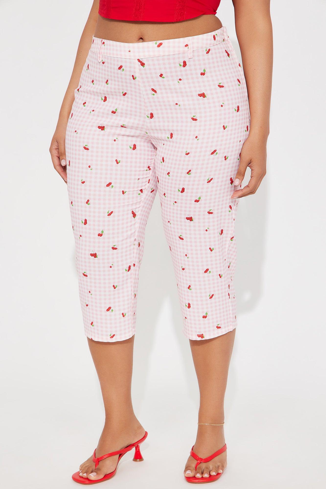 Cherry Love Gingham Capri Pant - Pink/combo Product Image