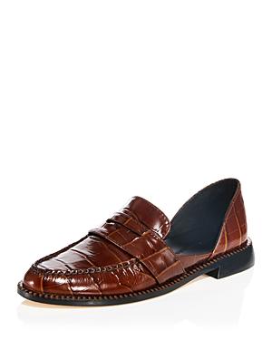 Freda Salvadore Womens Tash Croc Embossed Leather DOrsay Penny Loafers Product Image