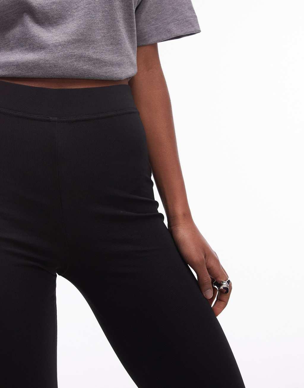 ARKET structured leggings with zip hem detail in black Product Image