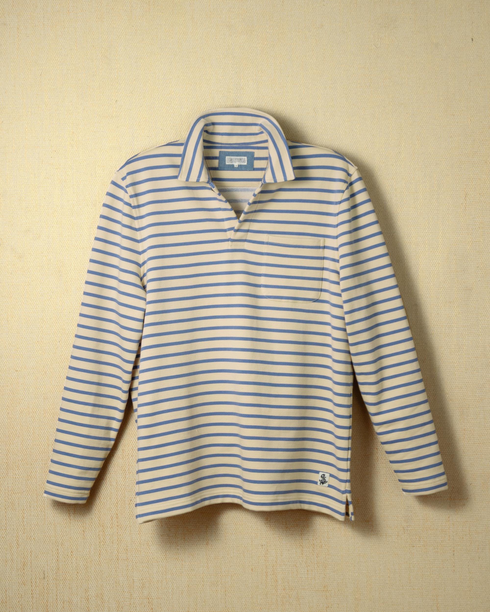 Acadia Polo in Sand/Chambray Loopback Terry Product Image