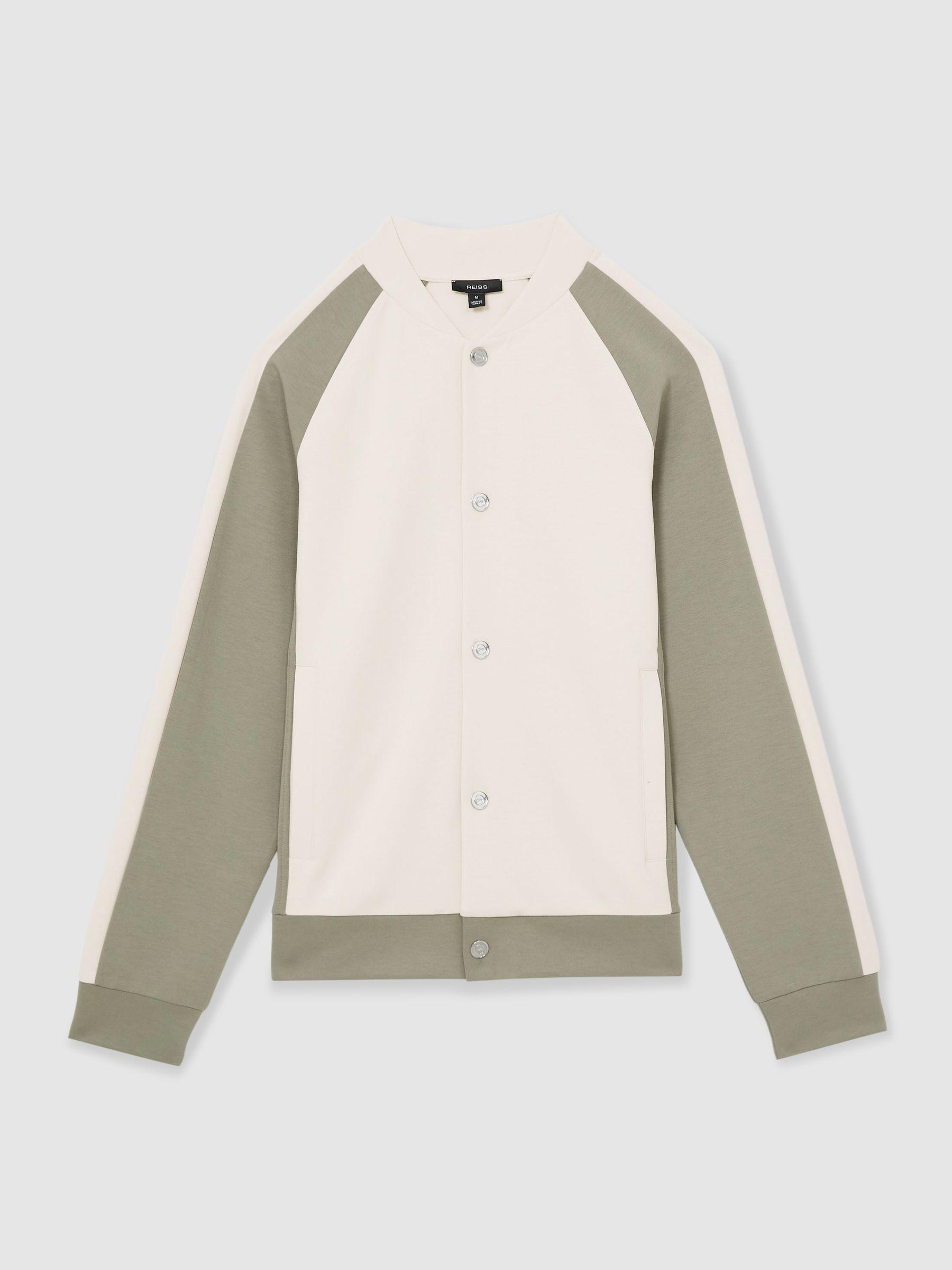 Interlock Colour-Block Bomber Jacket in Off White/Sage Product Image