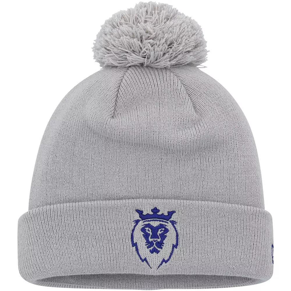Men's New Era Gray Real Salt Lake Jersey Hook Cuffed Knit Hat with Pom, Slt Grey Product Image