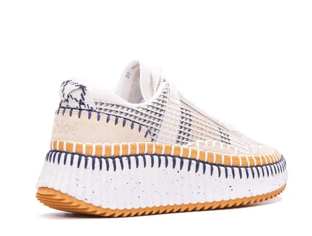 CHLOÉ Nama Embroidered Suede And Recycled-mesh Sneakers In Biscotti Beige Product Image