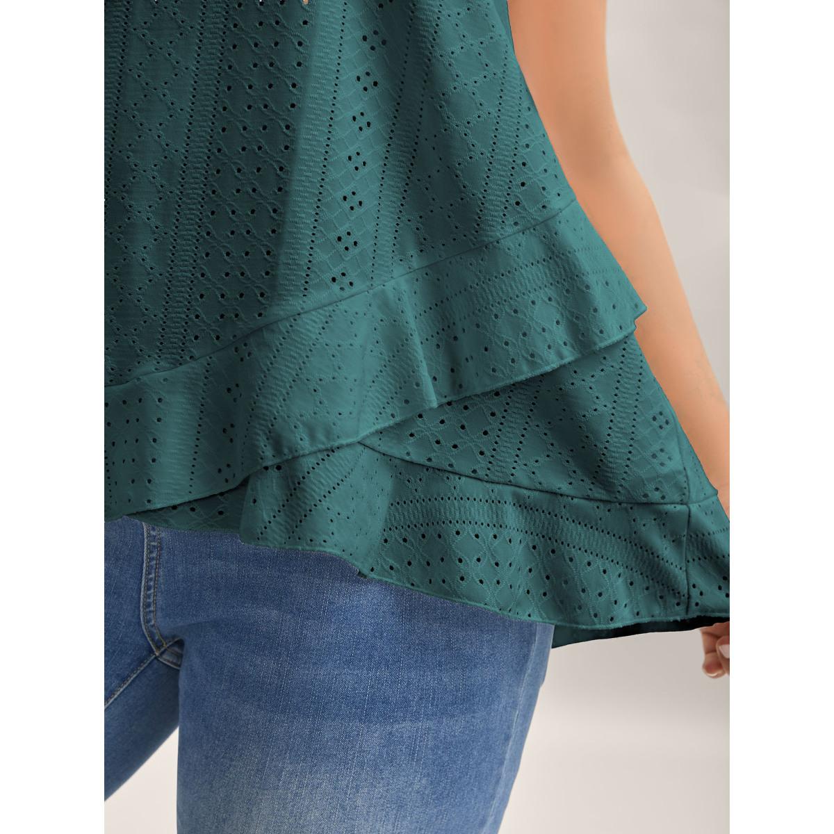 Plus Size Textured Knit Overlap Hem Tank Top Women DarkSlateGray Leisure Overlapping Round Neck Casual Tank Tops Camis BloomChic 12/L Product Image