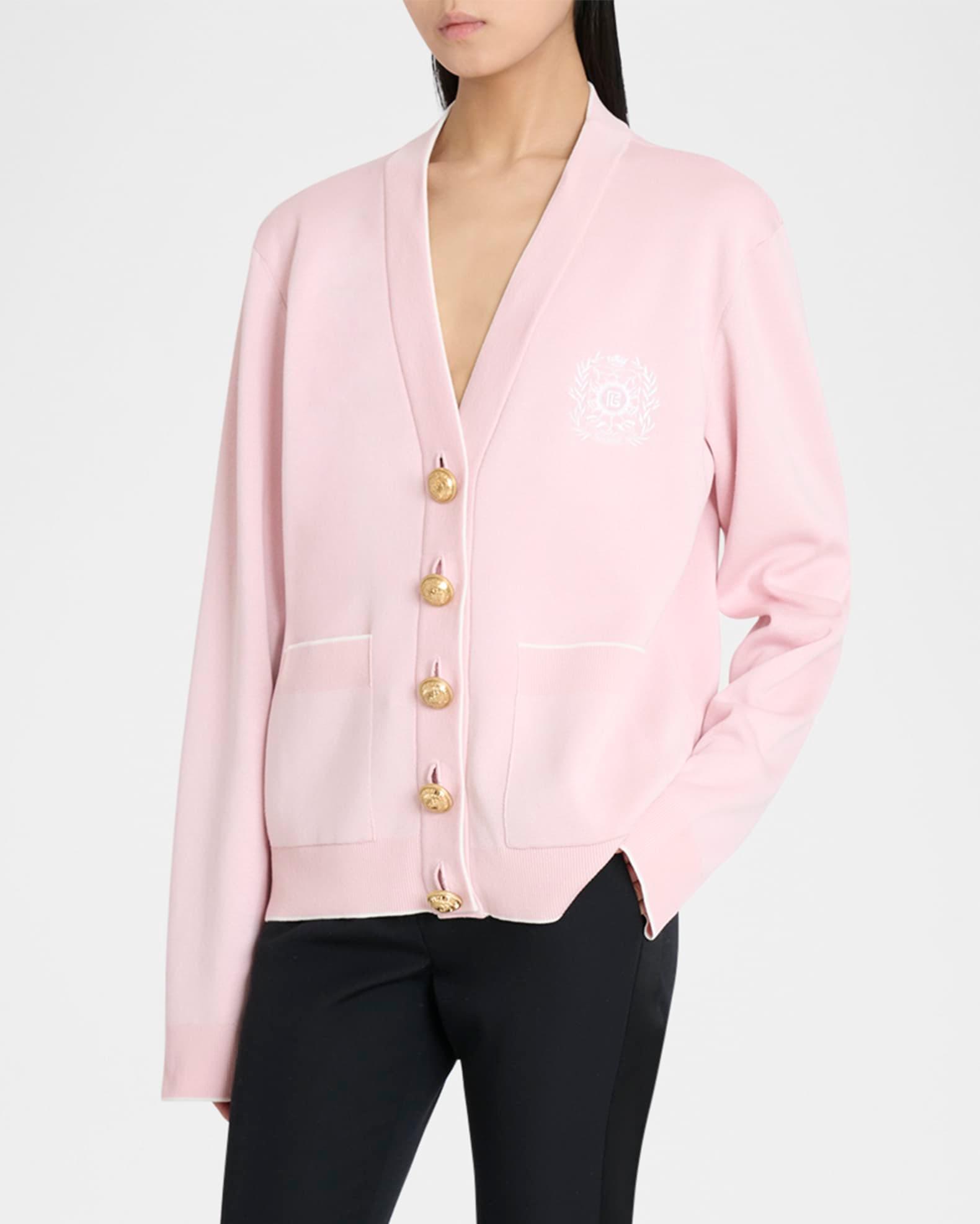 Emrboidered Loose-Fit Knit Cardigan Product Image